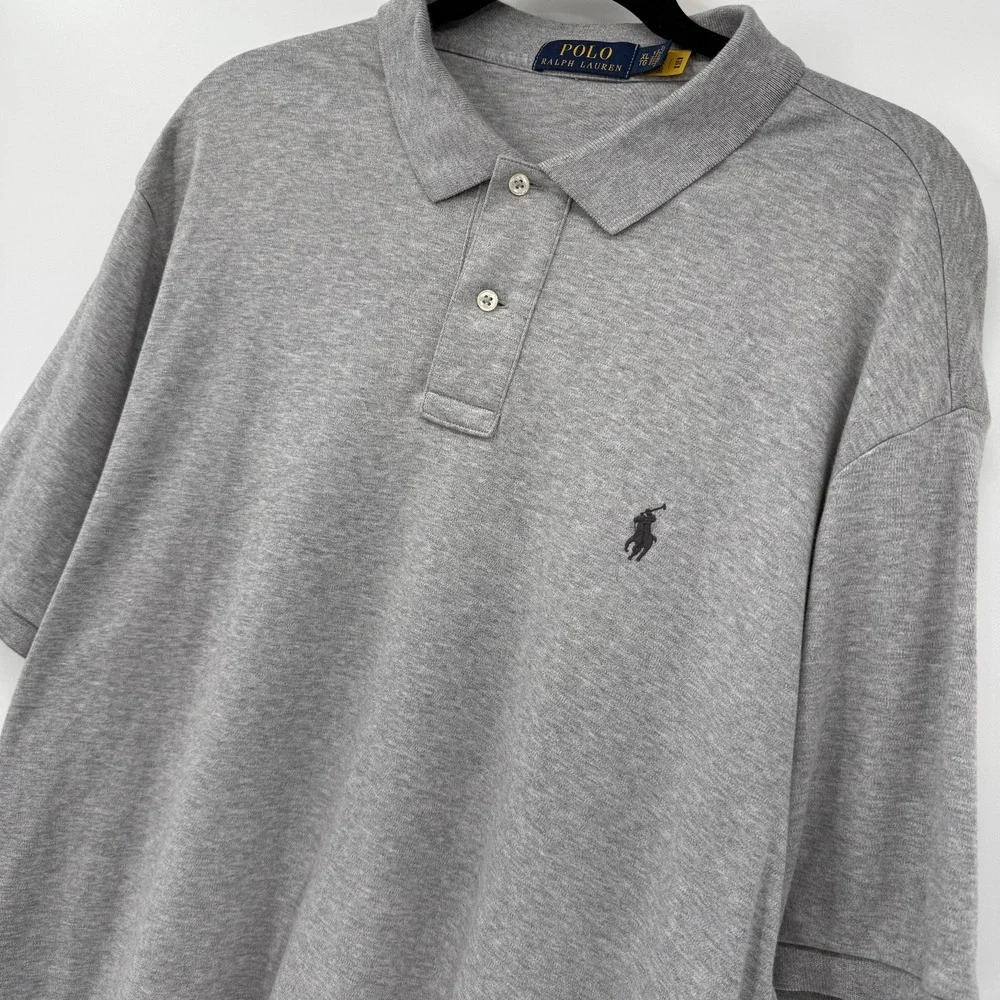 Polo Ralph Lauren Mens Size XL Shirt Short Sleeve Gray Pony Cotton Dress